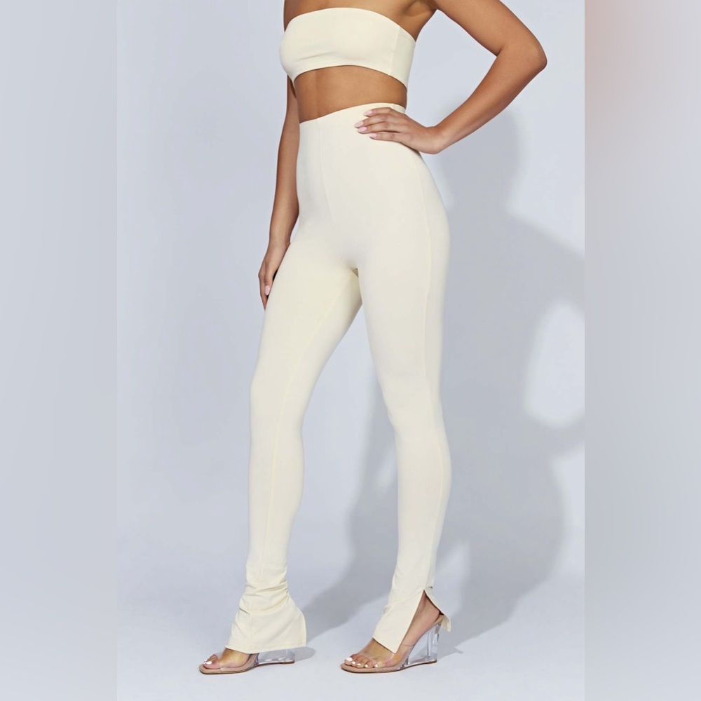 Meshki Michelle Side Slit legging in cream size XS